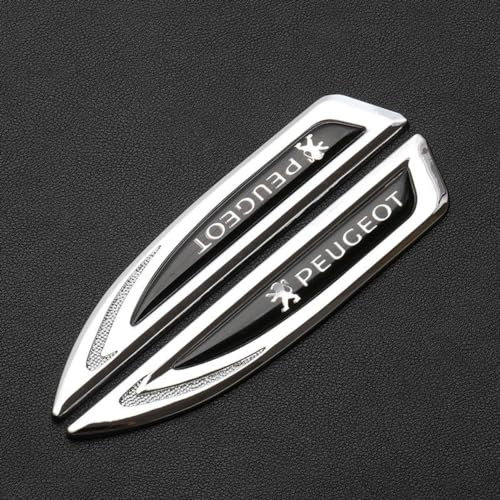 OscitY 2PCS Auto Metall Logo Embleme Aufkleber, Für Peugeot 107 108 206 207 207 CC 208 307 307 CC 308 308 CC 406 407 Abzeichen Stickers Decals Car Styling Dekorative Zubehör,A/Silver