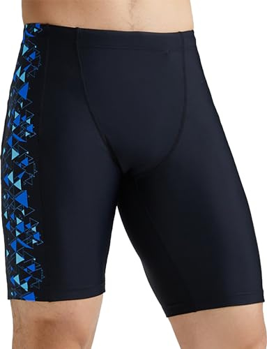 SEAUR Jammer de Bain Homme Short de Bain Sportif Durable pour Homme Maillot de Bain Sport Long Boxer de Natation Jammer Résistance au Chlore L