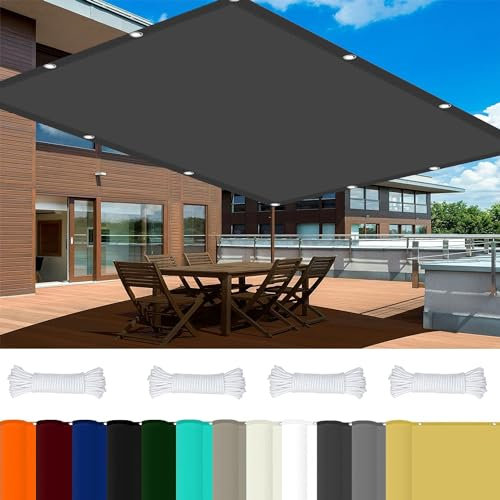 Tenda a Velo da Sole 5 x 6 m 98% Protezione UV Tenda Sole per Esterno con Occhielli per Esterno Giardino Terrazza, Grigio Scuro