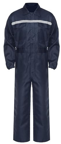 CHICTRY Reflective Tape Coverall Suit Jumpsuit Overall Lightweight Work Wear with Pockets Dark Blue 3XL
