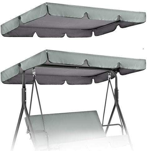 Swing Chair Canopy Replacement,Replacement Canopy for Swing Seat,Garden Swings Chair Cover Waterproof Windproof Anti-UV,3 Seater Garden Swings Seat canopies Covers,For Outdoor,Yard(Grey,195 * 125cm)