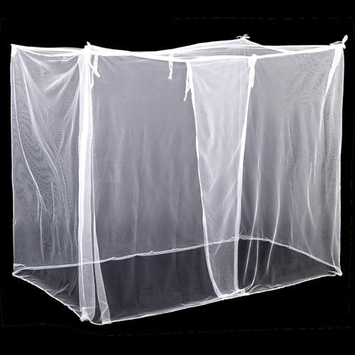 Mindsoft 4 Corners Mosquito Net for Mosquiteros para Camas Bed Canopies Netting Bed Drapes Rectangular Mosquito Mesh for Camping Home Outdoor Travel (White,L75 X W35.5 X H60 Inch,1 Opening)