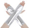 Yolev Fingerlose Handschuhe Metallic Silber Halloween Damen Discokugel Kostüm Kunstleder Goth Rave Cosplay Punk Prom Lange Handschuhe Fingerlos Damen Leder Alien Kostüm Zubehör für den Abschlussball