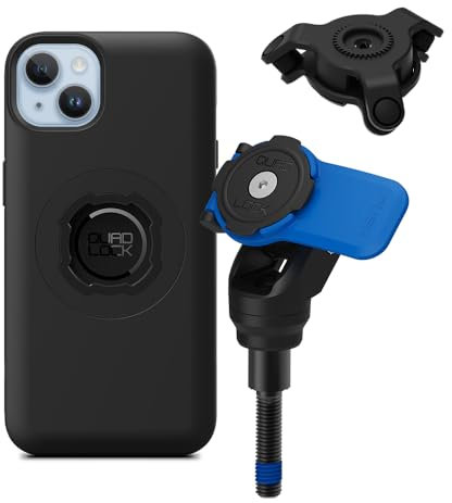 Quad Lock Support Téléphone à Tige Filetée de Moto avec Amortisseur de Vibrations et Coque MAG pour iPhone 14 Plus