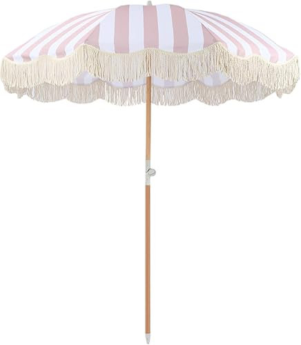 180 cm großer Terrassenschirm mit Fransen – Outdoor-Sonnenschirm für Terrasse, Pool, Tisch, Garten, Terrasse, Strand und im Freien, Faltbarer Terrassenschirm mit Tragetasche