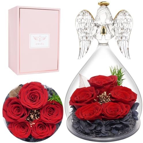 Muttertagsgeschenk, Ewige Rose Schutzengel Geschenke für Mama, Infinity Rose Geburtstagsgeschenk für Frauen Mama Oma Geschenk, Blumen Rosen Geschenke für Frauen Freundin Geschenk Jahrestag Weihnachten