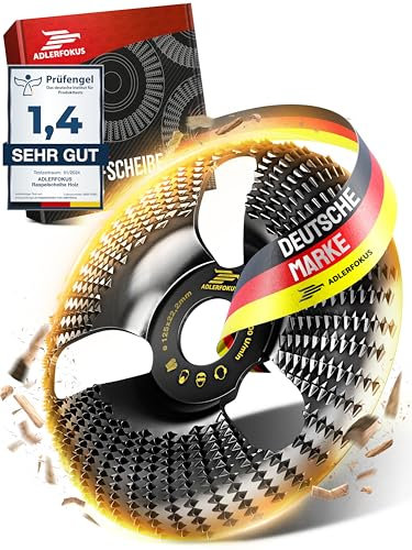 Adlerfokus Holz Schleifscheibe 125mm Winkelschleifer [EXTRA SCHARF] Flexscheibe für Holz - Wurzelfräse - Lackfräse - Baumstumpffräse - Raspelscheibe - Schleifen mit einer Flex Schleifscheibe