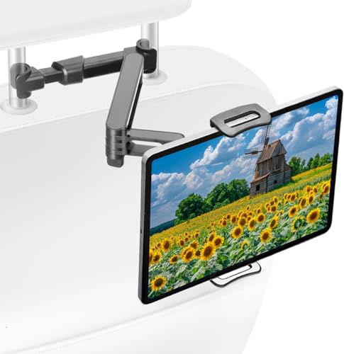 Tablet Holder for Car Headrest, iPad Holder Car Backseat Mount Adjustable [3 in 1 Extension Arm] 360° Rotating Long Road Trip Essentials, for iPad Pro, Air, Mini, Galaxy, Fire, 4.7-12.9 Tablets