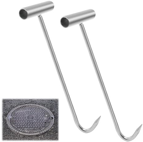 lyualma 2 Piezas Gancho de Elevación Portátil Elevador de Tapa de Canal de Acero Inoxidable Gancho T Herramienta para Colgar Ganchos Pesados, 30cm
