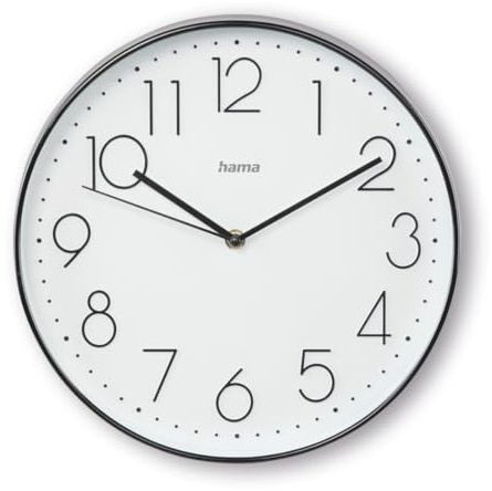 Hama Wanduhr Korsika, Ø 30 cm, ohne Ticken, Schwarz/Weiß