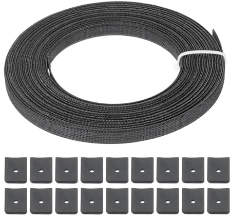 PATIKIL Das Nähen von Knochen, 10 Yard 10mm breites Polyester-Näh-durch hohe Dichte Korsett-Knochen mit 40 Stück Endkappen für Korsett Hochzeitskleid Hut Kappe DIY, Schwarz