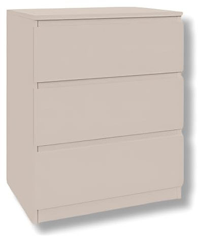 SoDREAMER Kommode mit 3 Schubladen | Kashmir 60 cm Ideal für Schlafzimmer, Wohnzimmer, Kinderzimmer und Büro | Geräumige Kommode| Modernes Design | 60 x 75 x 40 cm