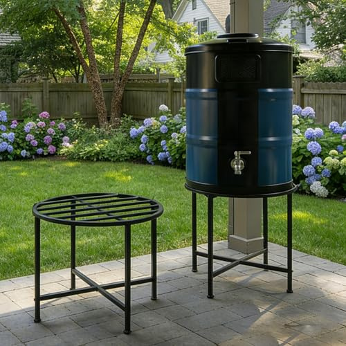 Rain Barrel Stand Heavy-Duty Stainless Steel- Supports 45/50/55 Gallon Plastic Barrels, Outdoor Weatherproof, Rust-Proof, 1200lb Load Capacity