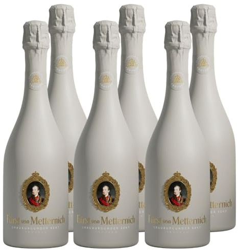 Fürst von Metternich Grauburgunder Sekt Trocken (6 x 0,75 l) – deutscher Premiumsekt mit typischem Metternich-Geschmacksprofil – elegante Flasche im neuen Look – für festliche Anlässe