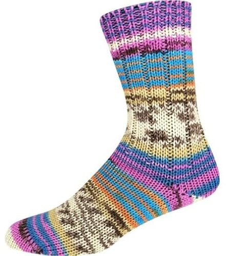 ONline Supersocke 6-fach 150g Sort. 372 Merino Color 3081 - pink/blau/braun/hellgelb/orange