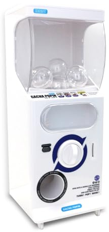 Kenisy Gacha Popin: Half Size Real Vending Machine, Mini Japan Style Gashapon Capsule Vending Machine Lite, Small Coin Operated Party Capsule Toys Collect Bank White (Included 20pcs Empty Capsules)