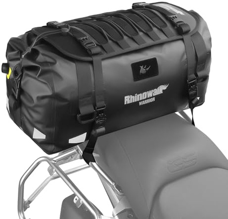 Rhinowalk Motorradtasche Gepäckrolle Wasserdicht 20/40/65L Hecktasche Sitztasche MOLLE-System Duffel Bag Satteltasche Reisetasche mit Schultergurt für Outdoor Touring, Camping, Motorradfahren