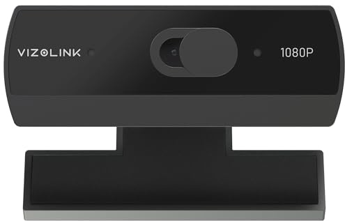 VIZOLINK W2N Webcam HD 1080P/30FPS Deux Micro Focus Fixe Correction de la Lumière Grand Angle 75 °Protection de la Vie privée Plug & Play pour WINS MacOS Linux Youtube Skype TikTok