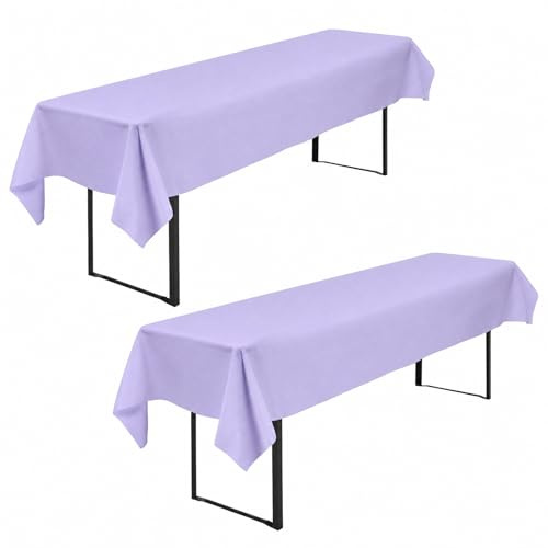 FXKS 2 Bier Tischdecken für Rechteck Tische,Lavendel,100x250 cm | Polyester Tischdecke, Waschbare und Langlebige Tischdecke Tischdeckes für Garten Partys Geburtstagsfeier oder Grill