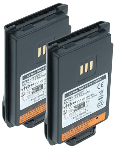 vhbw 2X Akku kompatibel mit Hyt/Hytera PD502 | PD560 UL913, PD506, PD505, PD502i-UL, PD500 UL913 Funkgerät, Walkie Talkie (1500 mAh, 7,4 V, Li-Ion)