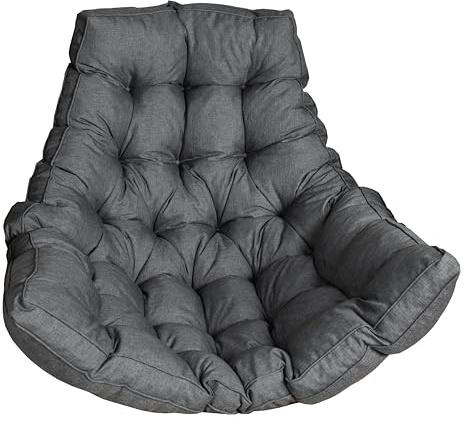 sunnypillow Hängesessel Kissen - Auflage für Rattan & Polyrattan Hängeschaukel - Polster, Sitzauflage für Hängekorb - Dicke 13cm, UV - beständig, wasserdicht, Outdoor/Indoor - Anthrazit