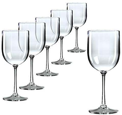 Doimoflair Weinglas aus Kunststoff Weinbecher Plastik Weißweinglas Rotweinglas Transparent 48 cl. Set 6 Stück