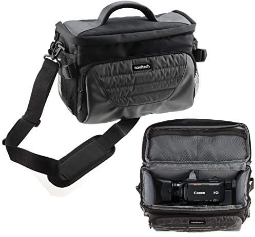 Navitech Grey Camcorder/Camera Bag Case Cover Compatible with The Canon Vixia HF G21 with Shoulder and Belt Straps