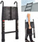 3.2M/10.5FT Scala Telescopica con Gancio Staccabile Alluminio Heavy Duty Allungabile Pieghevole Multiuso Scala EN131 Sicurezza Approvata Nero