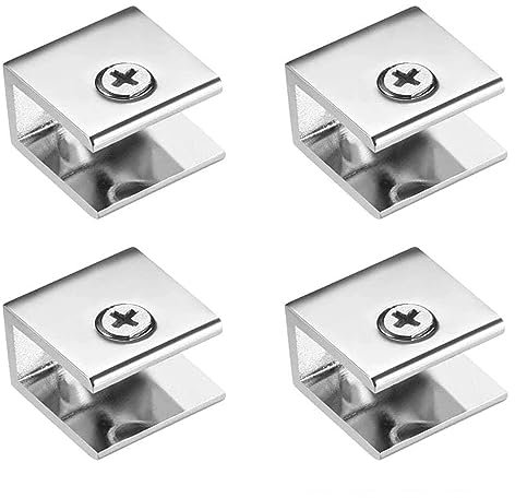 JINXM 4 Pezzi Morsetto Fissa Vetro Regolabile 8-10mm Forma Quadrata Staffa Reggimensola in Vetro Morsetti Ferma Morsetto Vetro supporto vetro morsetti
