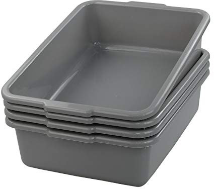 Jandson Cuenco de Plástico para Lavar, 4 Paquetes, Gris Barreño Rectangular Plastico