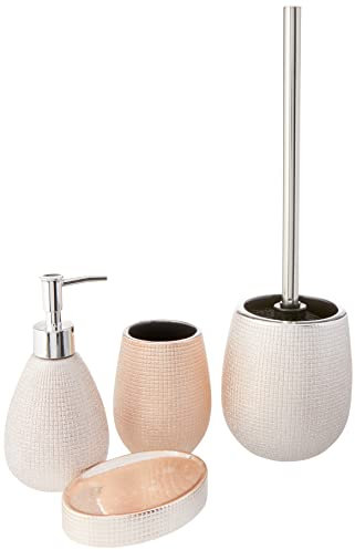 axentia 133273 Glitzer-Badezimmer-Set, Roségold/Schwarz, ca. 13 x 32 x 20 cm
