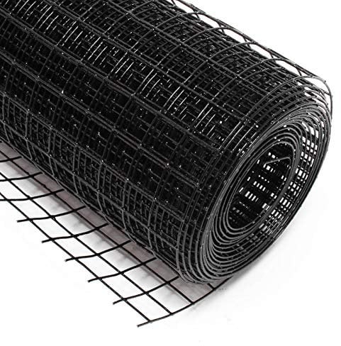 Wiltec Maschendrahtzaun Schwarz 100 cm x 10 m, 0,9 mm Stärke 19x19 mm Maschengröße, Volierendraht 4-Eck aus Stahl verzinkt, Drahtgitter, Vogeldraht