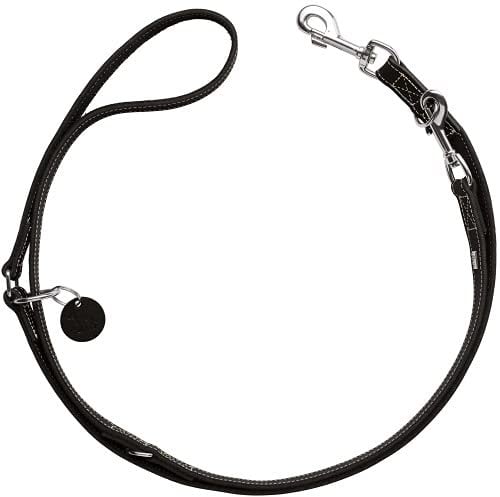HUNTER Verstellbare Hundeführleine Aalborg, Farbe: schwarz, 3-Fach verstellbar, Robustes Rindsleder mit starker Fettung, Made in Germany, Größe: 10/200