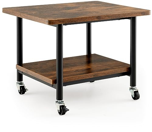 Tangkula 2-Tier Printer Stand, Under Desk Rolling Printer Cart with 2 Storage Shelves, Mobile Machine Stand Printer Tables for Small Spaces