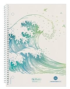 Herlitz 50033492 GREENline Spiralblock, A5, 70 Blatt kariert, 80 g/m², Weiß