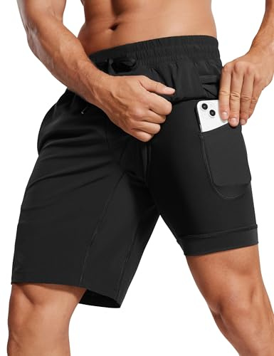 CRZ YOGA 2 in 1 Laufshorts 13/18/23 cm | Leicht, Schnelltrocknend, Workout, Taschen,Shorts für Herren