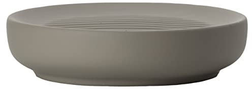 Zone Denmark Ume Seifenschale, Seifenhalter, Seifenablage fürs Waschbecken, Steinzeug mit Soft Touch-Beschichtung, Durchm. 12 cm, Taupe