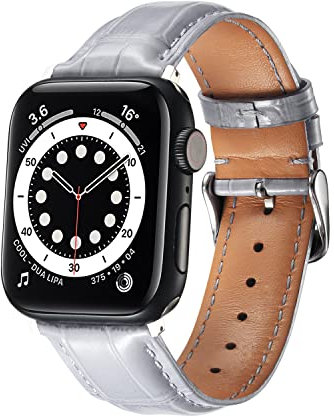 MUENShop Krokodil Armband Kompatibel mit Apple Watch Armband 41mm 40mm 38mm Leder Alligator Ersatzarmband Kompatibel mit iWatch Ultra Series 9 8 7 SE 6 5 4