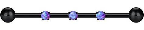 Crdifu Industrial Piercing Bars 38mm Schwarz Chirurgenstahl Opal Scaffold Ohr Piercing Schmuck