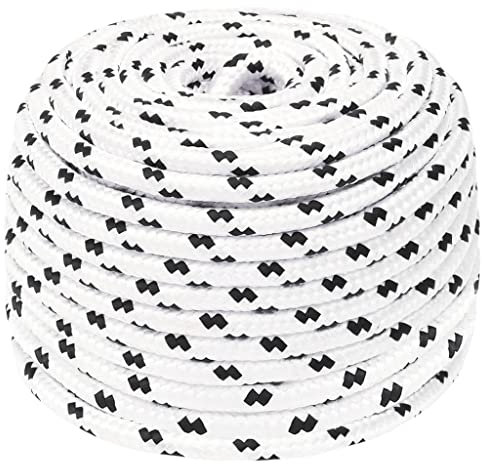 vidaXL Bootsseil Geflochten Festmacher Seil Flechtleine Bootstau Flechtschnur Tauwerk Ankerleine Mehrzweckseil Leine Weiß 8mmx25m Polyester