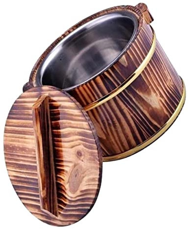 GANAZONO 1 x Fass Reisfass aus Holz, Sauna-Eimer, Holzdampfschale, Reis-Aufbewahrungseimer, Sushi-Set, Tofu, chinesischer Reis, praktisches Holzfass aus Edelstahl, Heizung, multifunktional