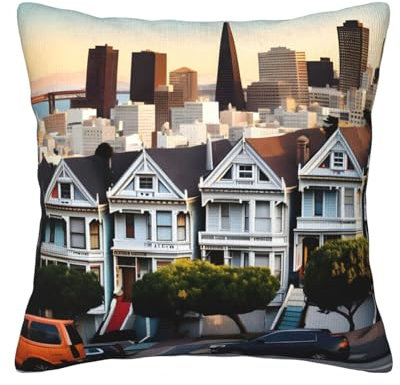 KoNsev San Francisco Dekokissen, quadratisch, weich, für Couch, Bett, Sofa, Bank, Stuhl, enthält Kissenkern