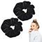 2 Stück Haargummi Schwarz,Haar Dickes Scrunchies Haarband Elastisch,Damen Weich Skrunschis,Groß Samt Haargummis,Schwarze Headband Set,Stylische Frauen Elastisches,Hair Stirnband für Afro Lockiges