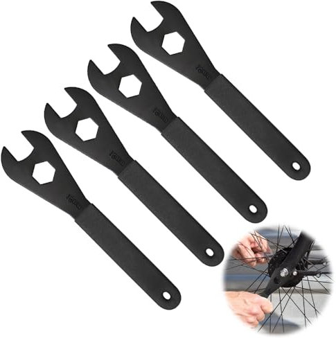 Riisoyu 4 Stück Fahrrad Konusschlüssel Set Werkzeug, 13/14/15/16 mm Dauerhafter Multifunktions Kohlenstoffstahl Kegel Schlüssel Entferner Radfahren Schraubenschlüssel Fahrrad-Reparaturschlüssel