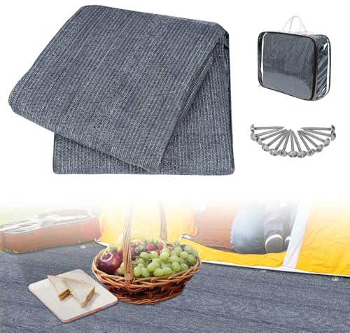 LZQ Vorzeltteppich 200x200cm Zeltteppich Zeltunterlage aus HDPE, Vorzeltteppiche Idealer Camping Teppich Outdoor Atmungsaktiv und rutschfest Hochwertiger inkl Tragetasche Zubehör