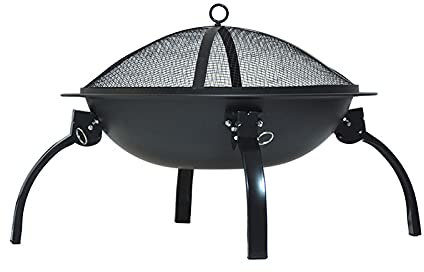 Pozzi del Fuoco Portatili, griglia per Barbecue a Legna per Esterni, Piccoli bracieri con Coperchio a Rete per scintille, attizzatoio per braciere in Legno, per Campeggio, falò, Patio, Corti