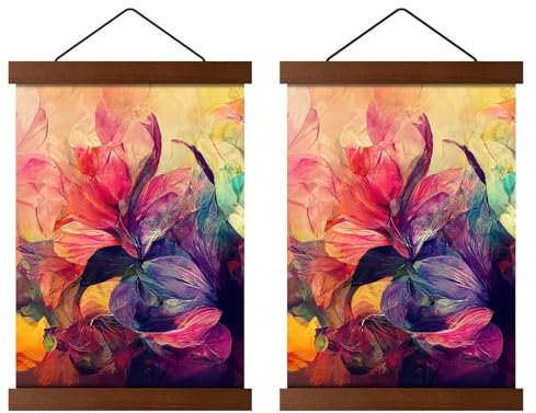 MG Design 2er-Set Braun Posterleiste aus Holz 120 cm – magnetischer Poster-Aufhänger, 4 Leisten mit starker Haftung, mit Aufhängeschnur – für Poster, Fotos & Zertifikate