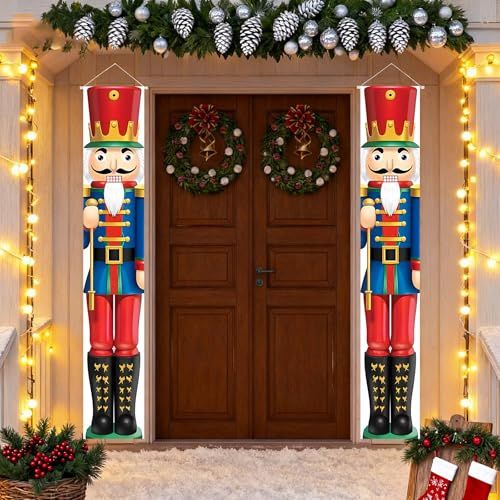 Nussknacker Weihnachts banner, Weihnachten Soldaten Banner, Outdoor-Weihnachtsdekoration für Haustür, Veranda, Garten, Innen- und Außenbereich