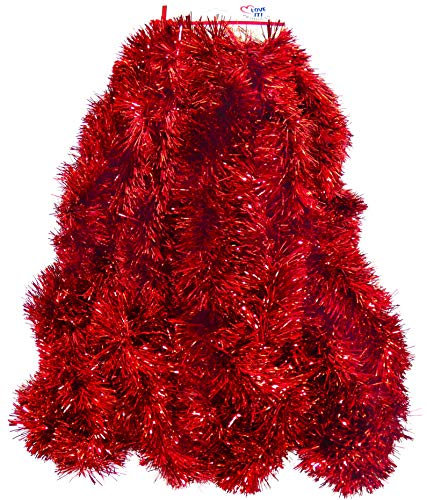Love it Products Extradicke und üppige Lametta-Girlande 7,62 m (25 ft) Perfekt für Weihnachten, Silvester, Geburtstage, Partys und jeden festlichen Anlass (Red, 7.62 Meters Long)