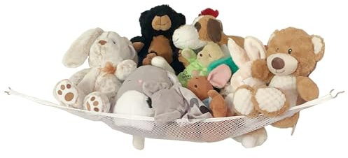 Powkoo Teddy Hammock Toy Net Hammock for Stuffed Animals Small Corner Hanging Teddy Bear Toy Storage Organizer for Kids Room Decor (White)